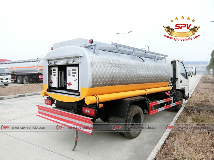 Rear Left Side View of Stainless Steel Fuel Tanker